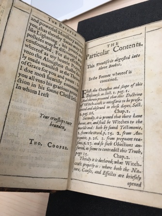 Last page of dedicatory epistle with author's name The Mysterie of Witch Craft 1617